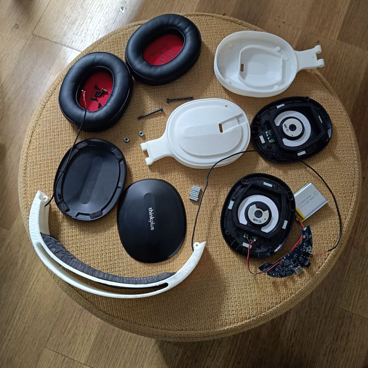 All 3D printed parts before assembly