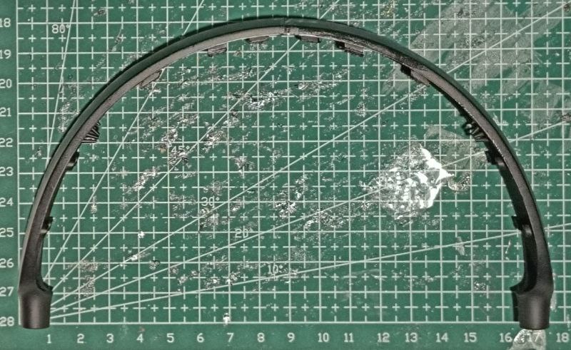 Broken headrest showing stress fracture
